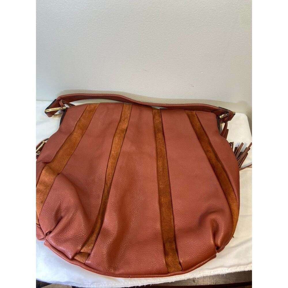 Aimee Kestenberg Tuscany Leather Suede Purse Hobo Shoulder Bag Tan